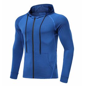 Men's Long-sleeved Stretch Tight Fitness Training Suit (Option: Blue-L)