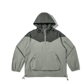 Color Matching Tooling Hooded Pullover Jacket For Men And Women (Option: Gray green-XL)