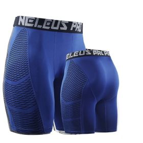 Sports Shorts Running Cycling Basketball Breathable Summer Slimming Stretch Casual Printing Quick-drying Men's Skin-tight Shorts (Option: Blue-L)