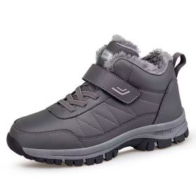 Men's High-top Travel Fleece-lined Warm Hiking Shoes (Option: YS9706 gray-41)