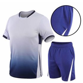 Summer Gradient Digital Printing Loose Short-sleeved T-shirt Two-piece Summer Plus Size Shorts Suit Men (Option: White-M)