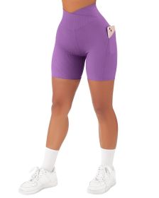 Women's Cross Sports Tight Short Belt Pockets (Option: Neon-XS)