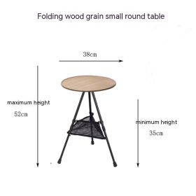 Outdoor Camping Folding Aluminum Alloy Tripod Table (Option: Wood Grain Mesh Drawstring Bag)