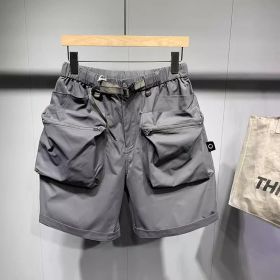 Summer Large Size Loose Pockets Workwear Shorts Men's Trendy Handsome Casual Shorts (Option: Gray-M 47to58kg)