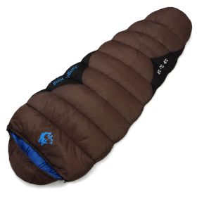 Outdoor Sleeping Bag Mummy Autumn And Winter Camping (Option: 1500G Brown-230x80x50cm)