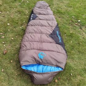 Outdoor Sleeping Bag Mummy Autumn And Winter Camping (Option: 2500G Brown-230x80x50cm)