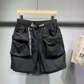 Summer Large Size Loose Pockets Workwear Shorts Men's Trendy Handsome Casual Shorts (Option: Black-M 47to58kg)