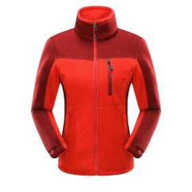 Cross-border Sources Of New Polar Fleece Warm Fleece Couple Cardigan Contrast (Option: Red girl-M)