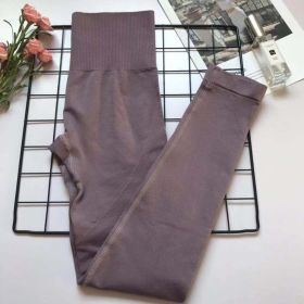 Womens High Waist Fitness Pants Suit For Abdomen And Buttocks (Option: Taro purple pants-S)