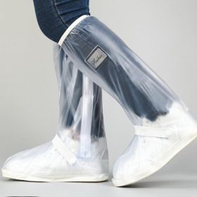 Black Waterproof Rain Boot; Shoe Cover With Reflector; High Top Clear Shoes Dust Covers For Motorcycle Bike (Color: White)