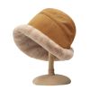 Winter Thermal Bucket Hat; Faux Fur Plush Thickened Ear Protection Fisherman Warmer Hat For Women Xmas Gift