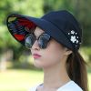 Wide Brim Sun Visor Foldable Picnic Hat Beach UV Protection Scallop Cap For Outdoor With Faux Pearl & Flower; Women's Hat & Caps