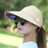 Wide Brim Sun Visor Foldable Picnic Hat Beach UV Protection Scallop Cap For Outdoor With Faux Pearl & Flower; Women's Hat & Caps