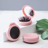 2-in-1 Folding Air Cushion Mini Comb With Mirror; Round Compact Massage Comb For Purse