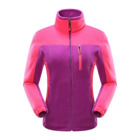 Cross-border Sources Of New Polar Fleece Warm Fleece Couple Cardigan Contrast (Option: Purple female-L)