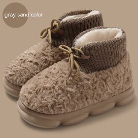 Snow Boots Outer Wear Plush Cotton-padded Shoes Poop Feeling Winter Home Non-slip (Option: Dray Sand Color-38 To 39)