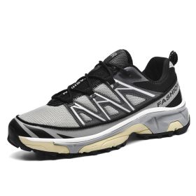 Running Shoes Mesh Sneakers Hiking Boots (Option: Black Gold Gray-43)